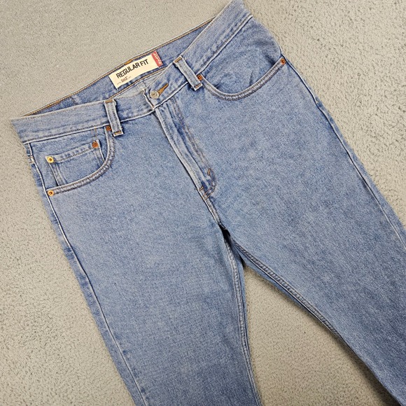 Levi's Other - Levi's 505 Regular Fit Jeans Mens 33x30 Blue Light Wash Straight Leg Denim